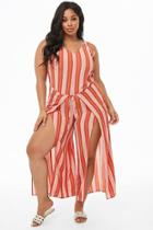 Forever21 Plus Size Tie-front Striped Jumpsuit