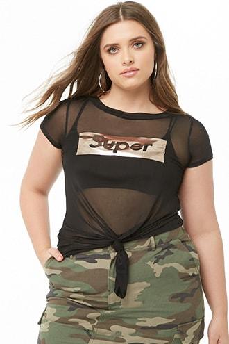 Forever21 Plus Size Sheer Super Graphic Top