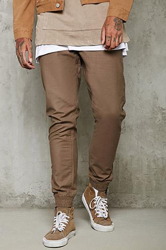 21 Men Men's  Olive Welt-pocket Woven Joggers