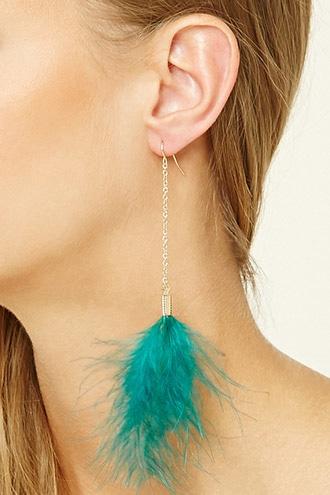 Forever21 Faux Feather Drop Earrings
