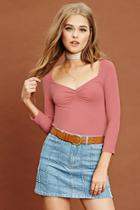 Forever21 Women's  Ribbed Knit Ruched Top