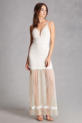Forever21 Lace & Tulle Hem Maxi Dress