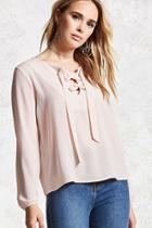 Forever21 Lace-up Crepe Top