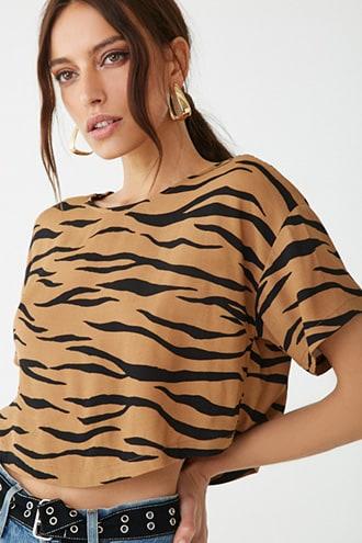 Forever21 Boxy Tiger Print Top