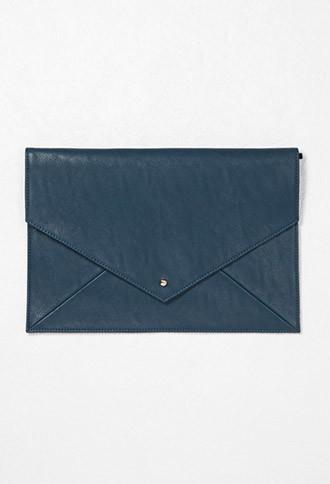 Forever21 Faux Leather Envelope Clutch (teal)