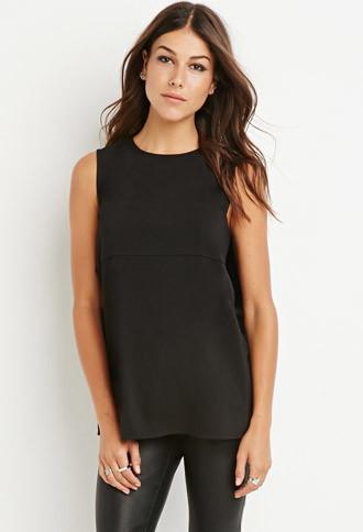Forever21 Women's  Layered Tulip-back Top (black)