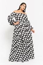 Forever21 Plus Size Polka Dot Balloon-sleeve Maxi Dress