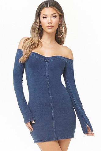 Forever21 French Terry Off-the-shoulder Dress
