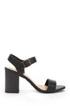 Forever21 Faux Leather Burnished-buckle Heels
