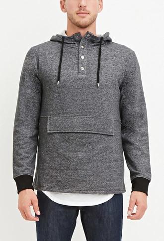 21 Men Men's  Heather Grey French Terry Pocket Hoodie