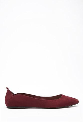 Forever21 Women's  Cutout Faux Suede Flats (plum)