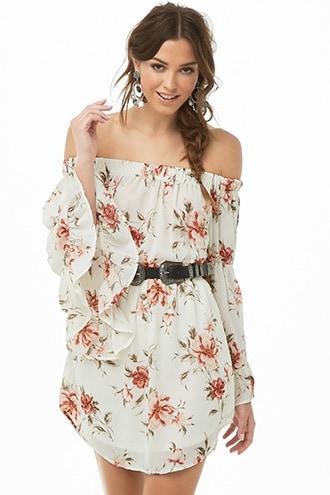 Forever21 Off-the-shoulder Floral Mini Dress