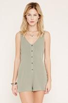 Forever21 Women's  Button-front Crepe Romper