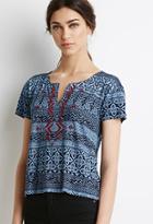 Forever21 Embroidered Ornate Stripe Tee