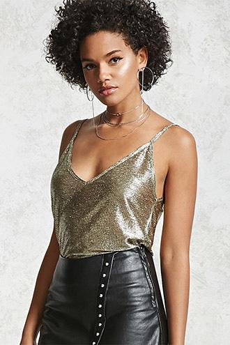 Forever21 Sheer Metallic Cami