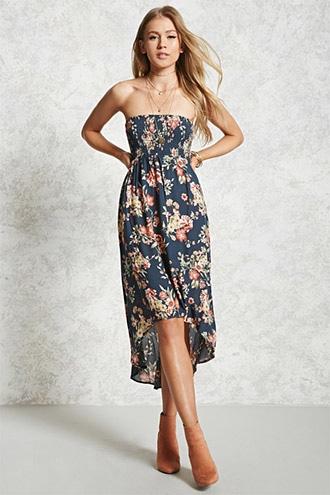 Forever21 Strapless Floral Print Dress