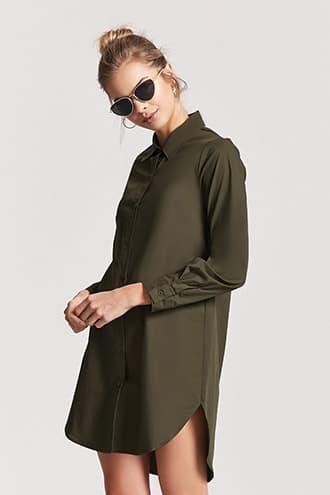 Forever21 Dolphin-hem Shirt Dress