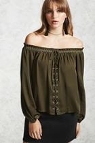 Forever21 Contemporary Lace-up Satin Top