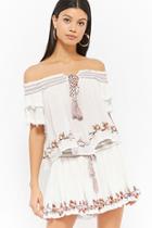 Forever21 Surf Gypsy Embroidered Off-the-shoulder Top