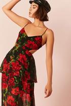 Forever21 Semi-sheer Floral Chiffon Flounce Dress