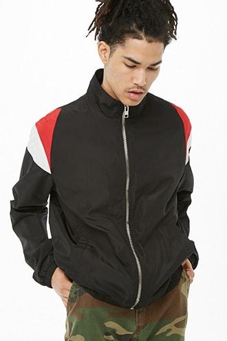 Forever21 Striped-shoulder Windbreaker Jacket