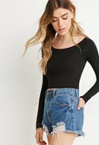 Forever21 Women's  Ribbed Crop Top (black)