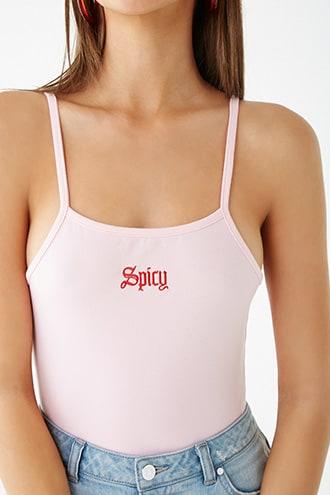 Forever21 Spicy Graphic Cami Bodysuit