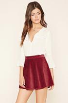 Forever21 Women's  Burgundy Corduroy Mini Skirt