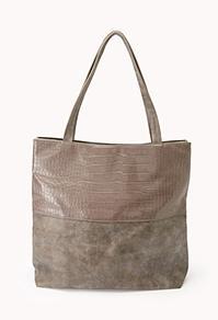 Forever21 Luxe Faux Croc Panel Tote