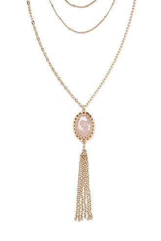 Forever21 Gold & Blush Faux Marble Layered Necklace