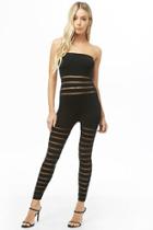 Forever21 Ribbed Shadow-striped Tube Jumpsuit