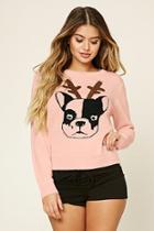 Forever21 Women's  Holiday Dog Graphic Pj Sweater