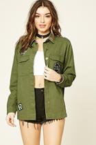 Forever21 Women's  Olive & Black Patched Cargo Jacket