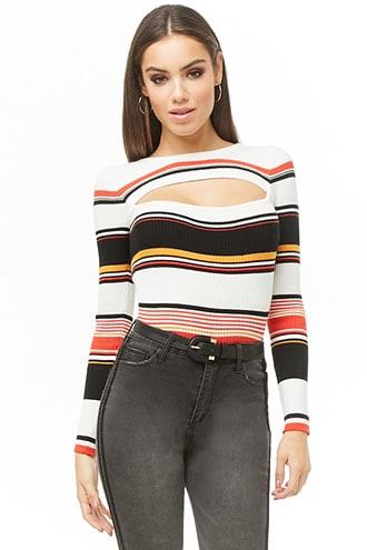 Forever21 Cutout Striped Sweater