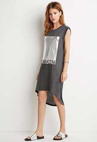 Love21 Awaken Metallic Graphic Dress