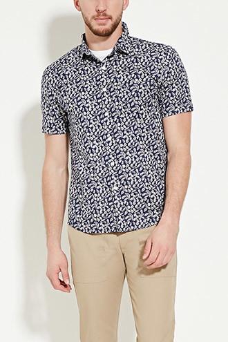 21 Men Men's  Leaf Print Shirt