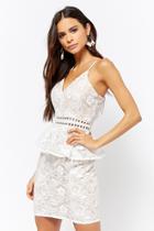 Forever21 Sheer Floral Embroidered Flounce Mini Dress