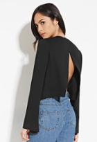 Forever21 Women's  Black Bell-sleeved Top
