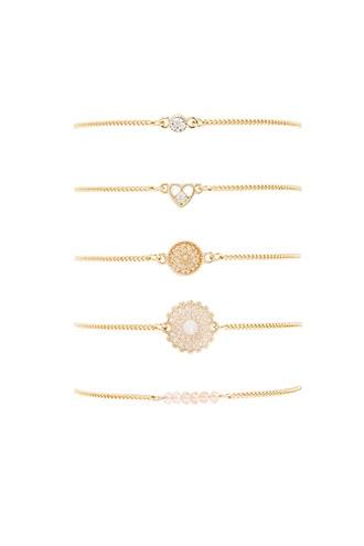 Forever21 Gold & Clear Ornate Charm Bracelet Set