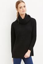 Forever21 Women's  Dropped-sleeve Turtleneck Sweater (black)