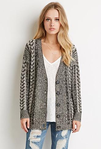 Forever21 Buttoned Cable Knit Cardigan
