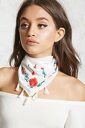 Forever21 Floral Embroidered Scarf