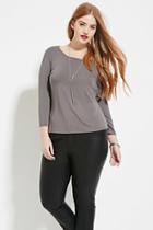 Forever21 Plus Women's  Charcoal Plus Size Caged-back Top