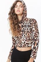 Forever21 Hooded Leopard Print Crop Top