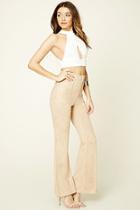 Forever21 Women's  Beige Faux Suede Flared Pants