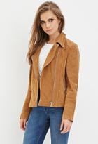 Forever21 Women's  Genuine Suede Moto Jacket (brown)