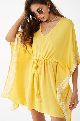 Forever21 Crinkled Embroidered-trim Kaftan