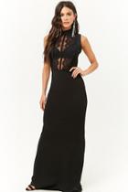Forever21 Mock Neck Lace Panel Maxi Dress