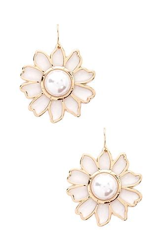Forever21 Floral Cutout Faux Pearl Earrings