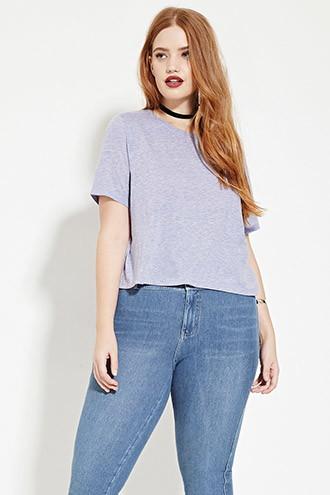 Forever21 Plus Women's  Blue Plus Size Slub Knit Tee